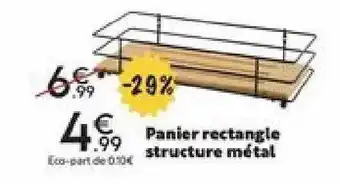 Panier rectangle structure métal