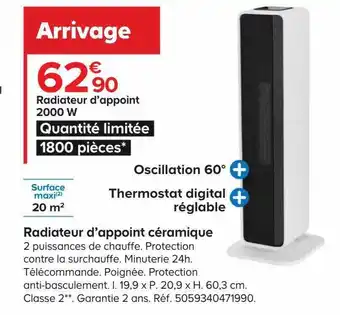 Castorama Radiateur d'appoint céramique offre
