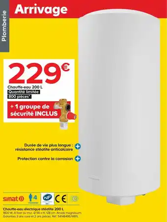 Castorama Chauffe-eau électrique stéatite 200 l simat offre
