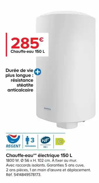 Castorama Chauffe-eau électrique 150 l regent offre