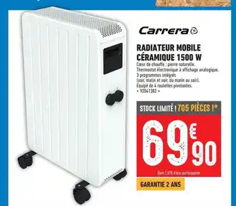 Brico Cash Radiateur mobile céramique 1500 w carrera offre
