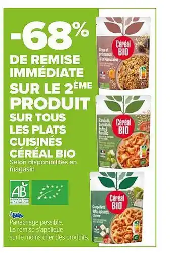 Carrefour Market Plats cuisinés céréal bio offre
