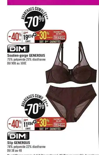 Soutien-gorge generous dim, slip generous dim
