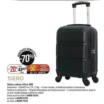 Géant Casino Valise cabine 42 cm abs hero offre