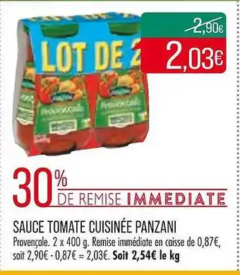 Match Sauce tomate cuisinée panzani offre