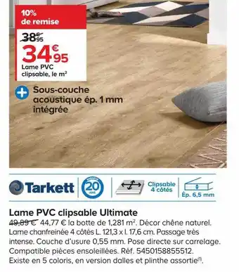Castorama Lame pvc clipsable ultimate tarkett offre
