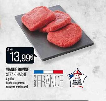 Match Viande bovine : steak haché offre