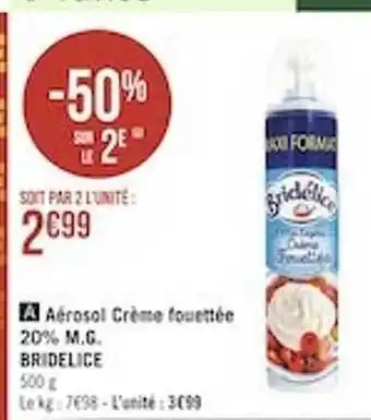 Géant Casino Aérosol crème fouettée 20% m.g. bridélice offre
