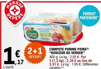 E.Leclerc Compote Pomme Poire Douceur Du Verger offre