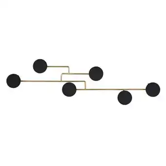 Patère 6 crochets velours noir et en métal doré