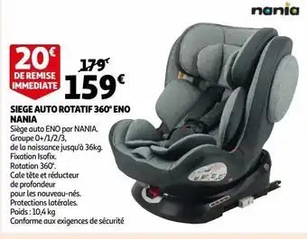 Auchan Siege auto rotatif 360° eno nania offre