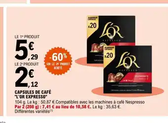 E.Leclerc Capsules de café l'Or Expresso offre