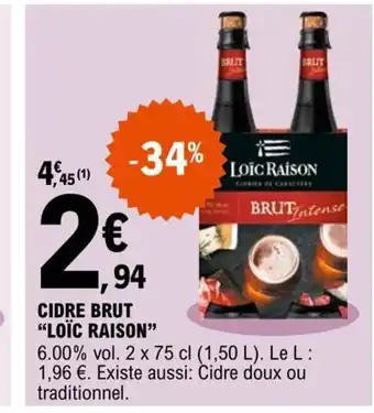 E.Leclerc Cidre Brut Loic Raison offre