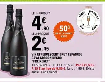 E.Leclerc Vin Effervescent Brut espagnol Cava Cordon Negro Freixenet offre