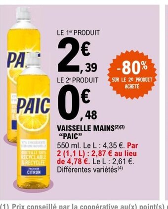E.Leclerc Vaisselle Mains Paic offre