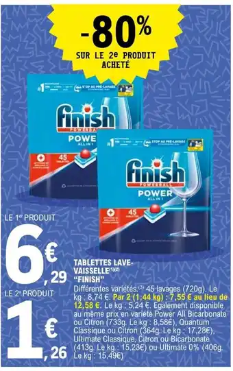 E.Leclerc Tablettes Lave-Vaisselle Finish offre
