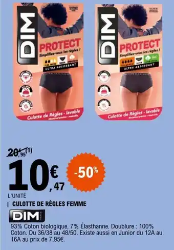 E.Leclerc Dim Culotte de Regles Femme offre