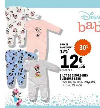 E.Leclerc Lot de 2 Dors-Bien Velours Bebe offre