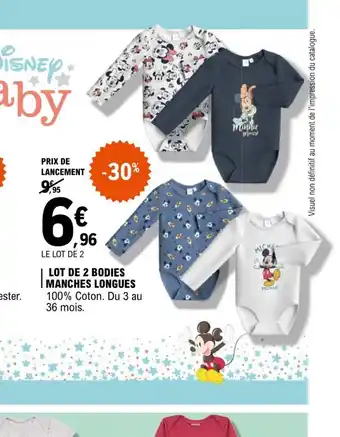 E.Leclerc Lot de 2 Bodies Manches Longues offre