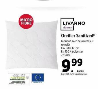 Lidl Oreiller Sanitized Livarno Home offre