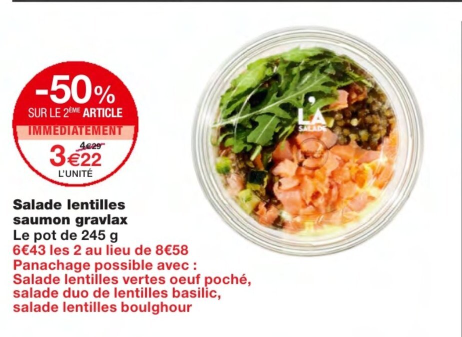 Promo Salade Lentilles Saumon Graviax Chez Monoprix