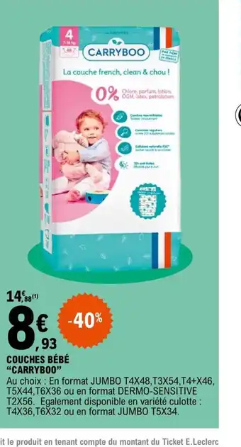 E.Leclerc Couches Bébé Carryboo offre