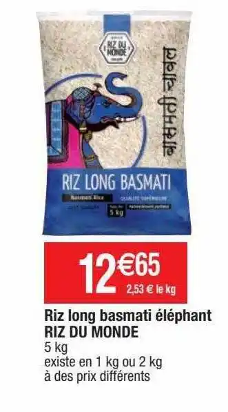 Cora x Carrefour Riz long basmati éléphant riz du monde offre