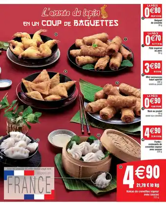 Cora x Carrefour Beignet de crevette, pâté impérial au porc, mini samoussas boeuf apéritif, nem au poulet, funko : croissants de crevettes vap offre