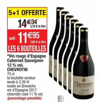 Cora x Carrefour Vin rouge d'espagne cabernet sauvignon % vol. chevrotin offre