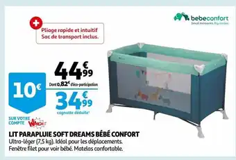 Auchan Lit parapluie soft dreams bébé confort offre
