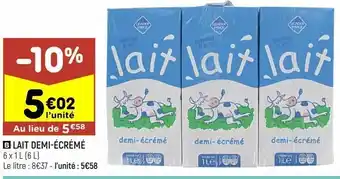 Leader Price Lait demi-écrémé offre