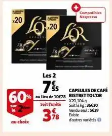 Auchan Supermarché Capsules de café ristretto l'or offre