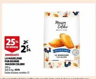 La madeleine pur beurre maison colibri