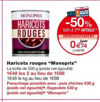 Monoprix Haricots rouges Monoprix offre