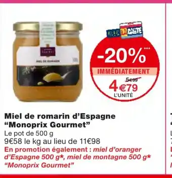 Monoprix Miel de romarin d'Espagne offre