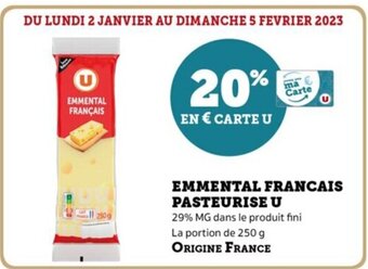 U Express Emmental Francais Pasteurise U offre