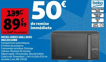 Auchan Micro-Ondesa Grill Beko MGC2013OBB offre