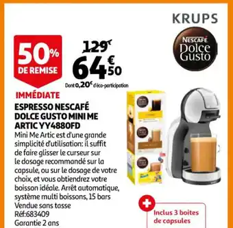 Auchan Espresso Nescafe Dolce Gusto Mini Me Artic YY4880FD offre