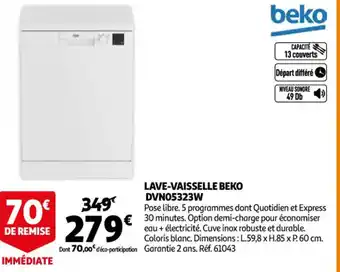 Auchan Lave-Vaisselle Beko DVN05323W offre