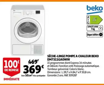 Auchan Seche- Linge Pompe a Chaleur Beko DM7311GA0WW offre