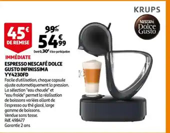 Auchan Espresso Nescafè Gusto Infinissima YY4230FD offre