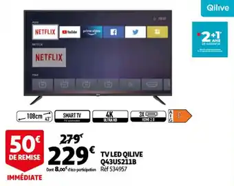 Auchan TV Led Qilive Q43US211B offre
