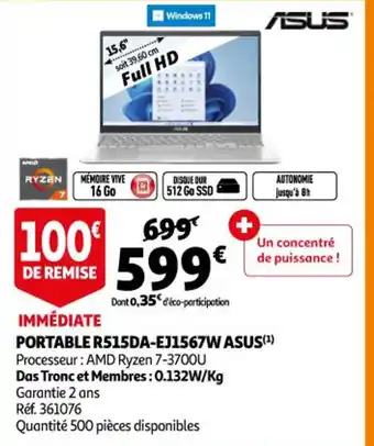 Auchan Portable R515DA - EJ1567W Asus offre