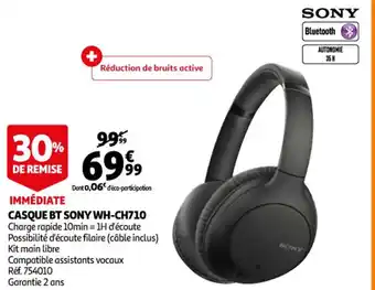 Auchan Casque Bt Sony Wh-CH710 offre
