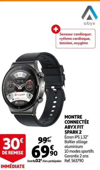 Auchan Montre Connectèe ABYX Fit Spark 2 offre