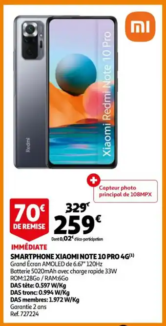 Auchan Smartphone Xiomai Note 10 Pro 4G offre