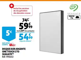 Auchan Disque Dur argente One Touch1to Seagate offre