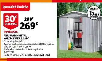Auchan Abri Jardin Mètal Yardmaster 3.69 M offre