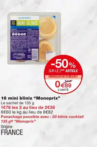 Monoprix 16 Mini blinis offre