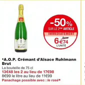 Monoprix A.O.P Crémant d'Alsace Ruhlmann offre